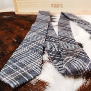 Mexx Grey and Silver Plaid Silk Tie